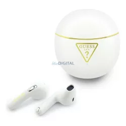   GUESS GOLD LINE TRIANGLE bluetooth fülhallgató SZTEREO (v6.0, TWS, mikrofon, IPX5 vízálló + töltőtok) FEHÉR