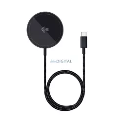   BASEUS SIMPLE MINI4 asztali töltő (15W, wireless, gyorstöltő, mágneses, Qi2) FEKETE