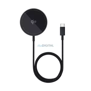 BASEUS SIMPLE MINI4 asztali töltő (15W, wireless, gyorstöltő, mágneses, Qi2) FEKETE