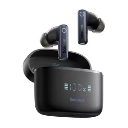   BASEUS BOWIE E30 bluetooth fülhallgató SZTEREO (v5.3, TWS, mikrofon, zajszűrő, IPX5, LED kijelző + töltőtok) FEKETE