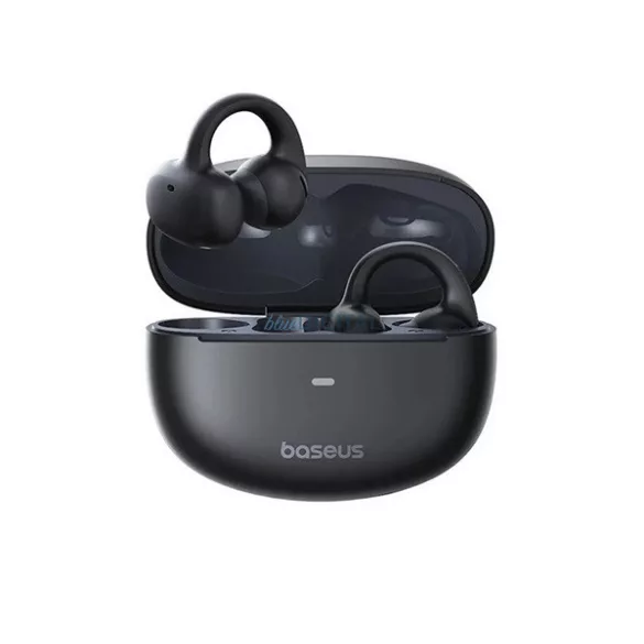 BASEUS BOWIE MC1 bluetooth fülhallgató SZTEREO (v5.4, TWS, zajszűrő, fülre akasztható, IP57 + töltőtok) FEKETE