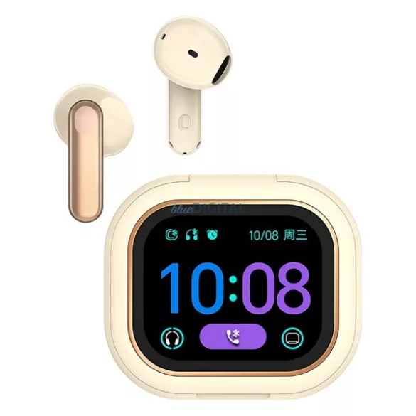 HONOR CHOICE CUBUDS bluetooth fülhallgató SZTEREO (v6.0, TWS, mikrofon, aktív zajszűrő, LED kijelző + töltőtok) KHAKI