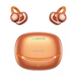   USAMS R3 ECHO bluetooth fülhallgató SZTEREO (v6.0, TWS, fülre akasztható, zajszűrő, mikrofon + töltőtok) NARANCSSÁRGA