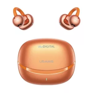 USAMS R3 ECHO bluetooth fülhallgató SZTEREO (v6.0, TWS, fülre akasztható, zajszűrő, mikrofon + töltőtok) NARANCSSÁRGA