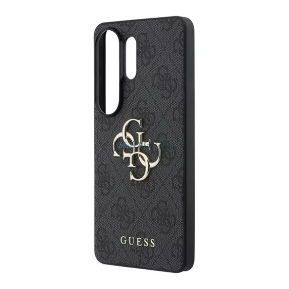 GUESS 4G BIG METAL LOGO műanyag telefonvédő (ütésállóság, bőr hatású hátlap) FEKETE Samsung Galaxy S26 Ultra (SM-S948)