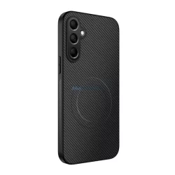   Szilikon telefonvédő (műanyag hátlap, karbon minta, mágneses) FEKETE Samsung Galaxy S24 (SM-S921)