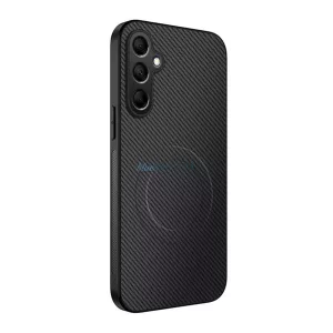 Szilikon telefonvédő (műanyag hátlap, karbon minta, mágneses) FEKETE Samsung Galaxy S24 (SM-S921)