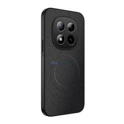   Szilikon telefonvédő (műanyag hátlap, karbon minta, mágneses) FEKETE Xiaomi Redmi Note 15 Pro 5G