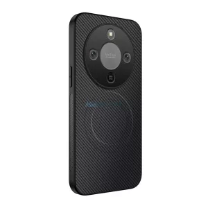 Szilikon telefonvédő (műanyag hátlap, karbon minta, mágneses) FEKETE Honor Magic 8 Lite