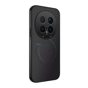 Szilikon telefonvédő (műanyag hátlap, karbon minta, mágneses) FEKETE Honor Magic 8 Pro