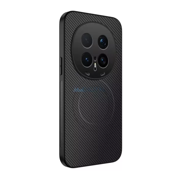 Szilikon telefonvédő (műanyag hátlap, karbon minta, mágneses) FEKETE Honor Magic 8 Pro