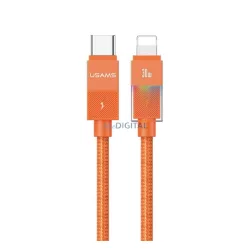   USAMS U93 adatkábel (Type-C - lightning, 30W, PD gyorstöltő, LED jelzés, 120cm) NARANCSSÁRGA Apple iPhone 5, iPhone 6 4.7, iPhone SE (2016)