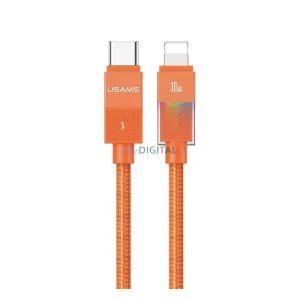 USAMS U93 adatkábel (Type-C - lightning, 30W, PD gyorstöltő, LED jelzés, 120cm) NARANCSSÁRGA Apple iPhone 5, iPhone 6 4.7, iPhone SE (2016)