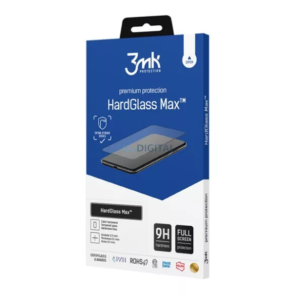3MK HARD GLASS MAX képernyővédő üveg (3D, tokbarát, extra karcálló, 0,3mm, 9H) FEKETE Xiaomi 15T, 15T Pro