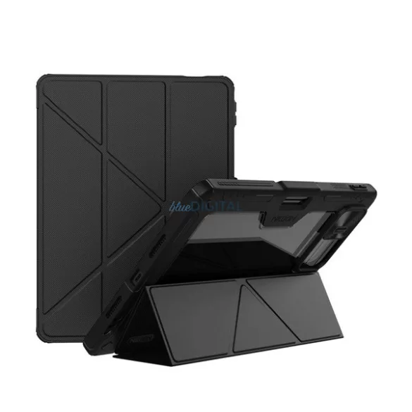 NILLKIN BUMPER LEATHER műanyag védő (aktív FLIP, ütésállóság, asztali tartó, kamera védelem, ceruza tartó) FEKETE Xiaomi Pad 8 Pro, Pad 8
