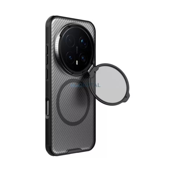 NILLKIN CAMSHIELD PROP MAGNETIC szilikon telefonvédő (ütésállóság, kameravédő, kitámasztó, csíkos) ÁTLÁTSZÓ/FEKETE Honor Magic 8 Pro