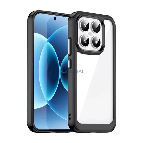 Szilikon telefonvédő (ütésállóság, átlátszó hátlap) FEKETE Xiaomi 17