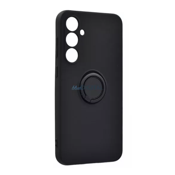 Szilikon telefonvédő (tartógyűrű, mikrofiber plüss belső, mágneses, kameravédő) FEKETE Samsung Galaxy A57 5G (SM-A576)