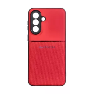Szilikon telefonvédő (ütésállóság, mágneses, bőr hatású hátlap, csíkos) PIROS Samsung Galaxy A37 5G (SM-A376)
