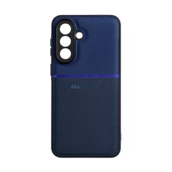   Szilikon telefonvédő (ütésállóság, mágneses, bőr hatású hátlap, csíkos) SÖTÉTKÉK Samsung Galaxy A37 5G (SM-A376)