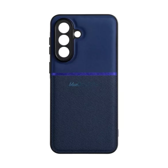 Szilikon telefonvédő (ütésállóság, mágneses, bőr hatású hátlap, csíkos) SÖTÉTKÉK Samsung Galaxy A37 5G (SM-A376)
