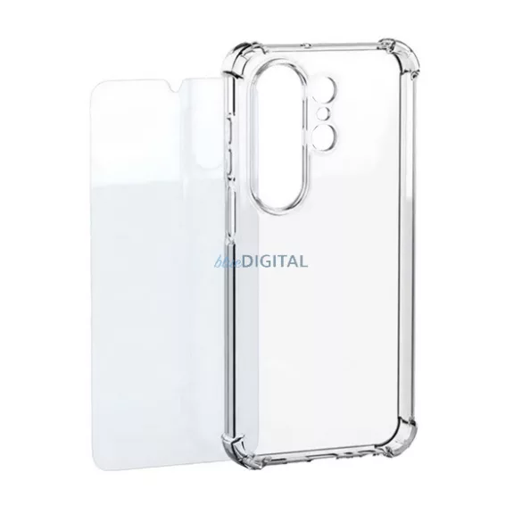 Designed for SAMSUNG műanyag telefonvédő (ütésállóság, légpárnás sarok + képernyővédő üveg) ÁTLÁTSZÓ Samsung  S26 Ultra