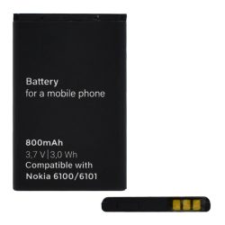   Akku 800 mAh LI-ION (BL-4C kompatibilis) Nokia C2-05, Nokia 1662, Nokia 2690, Nokia 2220 Slide, Nokia X2-00, Nokia 5100, Nokia 7200, Nokia 2650, Nokia 7270, Nokia 6131, Nokia 6136, Nokia 6260, Nokia 6