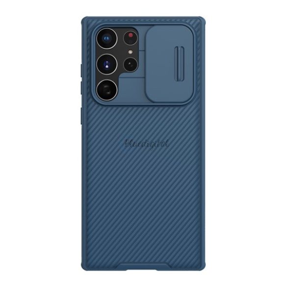 NILLKIN CAMSHIELD PRO műanyag telefonvédő (szilikon keret, közepesen ütésálló, kamera védelem, csíkos minta) SÖTÉTKÉK Samsung Galaxy S22 Ultra 5G (SM-S908)