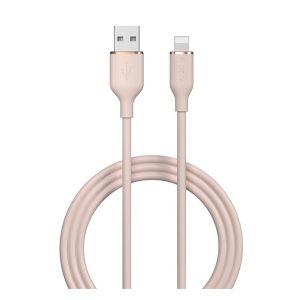 DEVIA JELLY adatkábel (USB - lightning, 2.4A, gyorstöltő, 120cm) RÓZSASZÍN