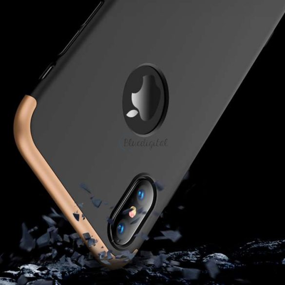 Apple iPhone XS Max hátlap - GKK 360 Full Protection 3in1 - fekete/arany