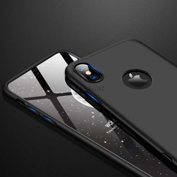 Apple iPhone XS Max hátlap - GKK 360 Full Protection 3in1 - Logo - fekete