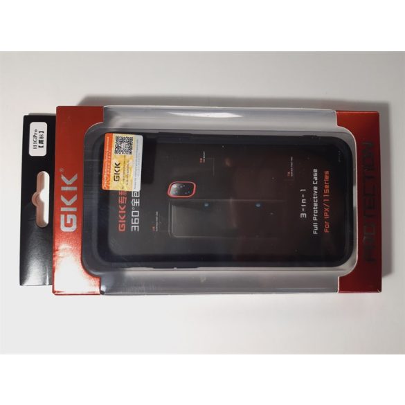 Apple iPhone 11 Pro hátlap - GKK 360 Full Protection 3in1 - Logo - fekete