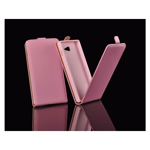 LG L90 D405 rózsaszín szilikon keretes vékony flip tok
