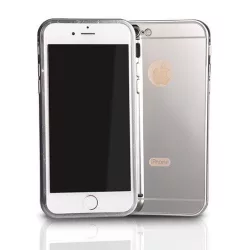   Samsung J500 Galaxy J5 ezüst alumínium bumper tükrös hátlaptok