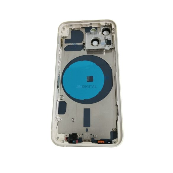 iPhone 13 Mini (5.4") készülék hátlap, kamera lencsével / sim tálcával, akkufedél, fehér, AAA+ minőségű