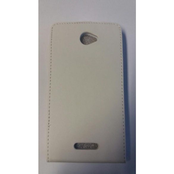 Sony Xperia E4 E2105 fehér szilikon keretes vékony flip tok