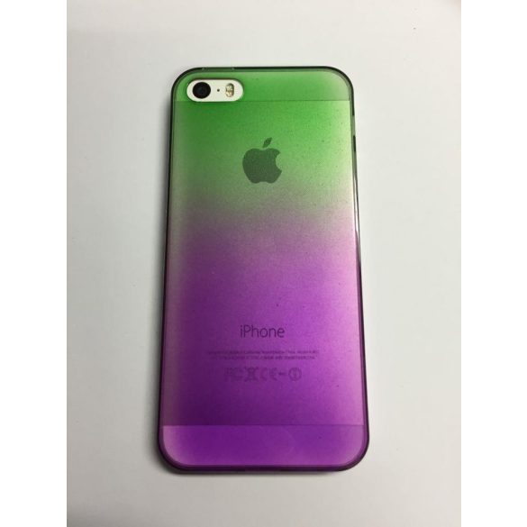 iPhone 5 5S SE zöld és lila színű 0.3mm ultra vékony szilikon tok