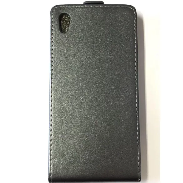 Sony Xperia Z5 E6603 grafit szürke szilikon keretes vékony flip tok