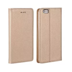   Huawei Y6 II telefon tok, könyvtok, oldalra nyíló tok, mágnesesen záródó, arany, Smart Magnet