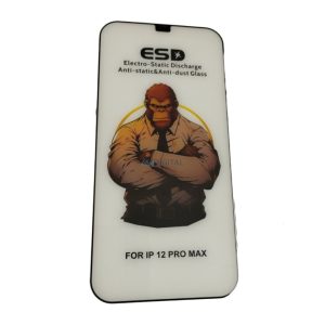 iPhone 12 Pro Max (6.7") előlapi üvegfólia, edzett, fekete keret, 9H, full cover, ESD (csomagolás és kiegészítők nélkül)