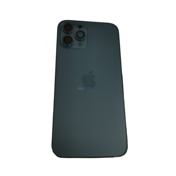 iPhone 12 Pro Max (6.7") készülék hátlap, kamera lencsével / sim tálcával, akkufedél, kék, AAA+ minőségű