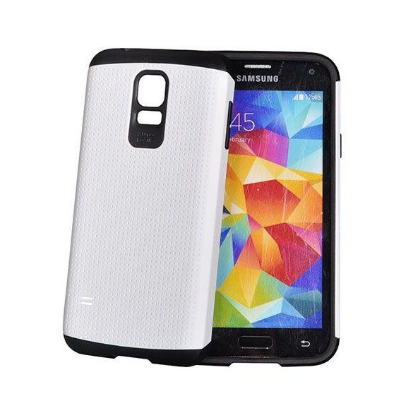 Samsung G900F Galaxy S5 Fehér Armor Pöttyös Kemény Hátap Tok