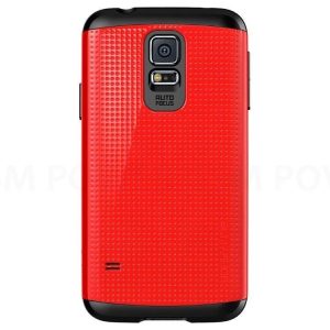 Samsung G900F Galaxy S5 Piros Armor Pöttyös Kemény Hátlap Tok