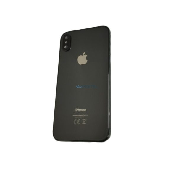 iPhone XS (5.8") készülék hátlap, kamera lencsével / sim tálcával, akkufedél, szürke, AAA+ minőségű