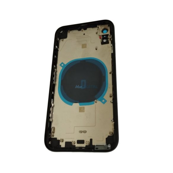 iPhone XR (6.1") készülék hátlap, kamera lencsével / sim tálcával, akkufedél, fekete, AAA+ minőségű