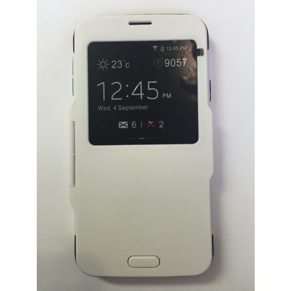 Samsung G900 Galaxy S5 fehér Armor ablakos könyvtok