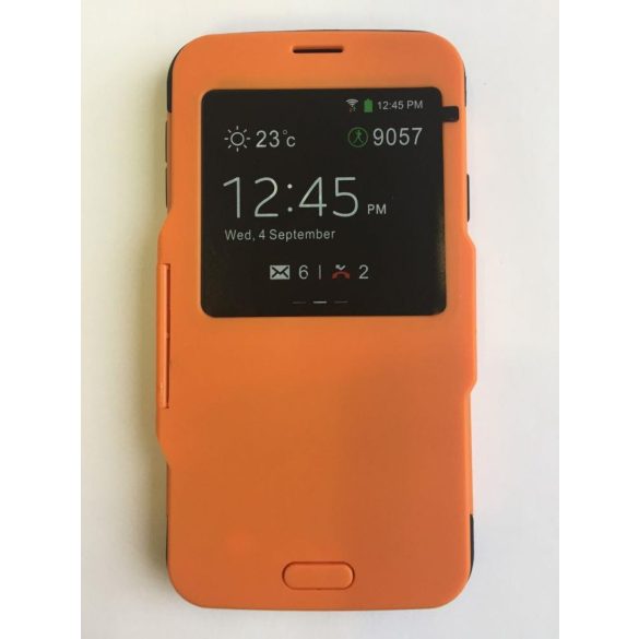 Samsung G900 Galaxy S5 narancssárga Armor ablakos könyvtok
