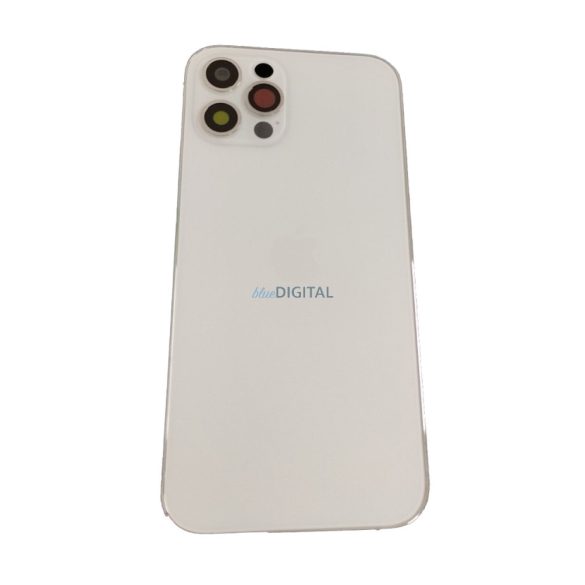 iPhone 12 Pro (6.1") készülék hátlap, kamera lencsével / sim tálcával, akkufedél, ezüst, AAA+ minőségű