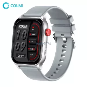 Colmi P78 okosóra szilikon szíjjal, 1,952" AMOLED kijelző, zseblámpa, IP67 vízállóság, ezüst