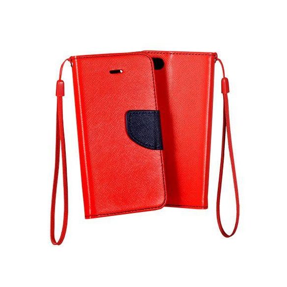 LG G5 telefon tok, könyvtok, oldalra nyíló tok, mágnesesen záródó, piros-sötétkék, Fancy